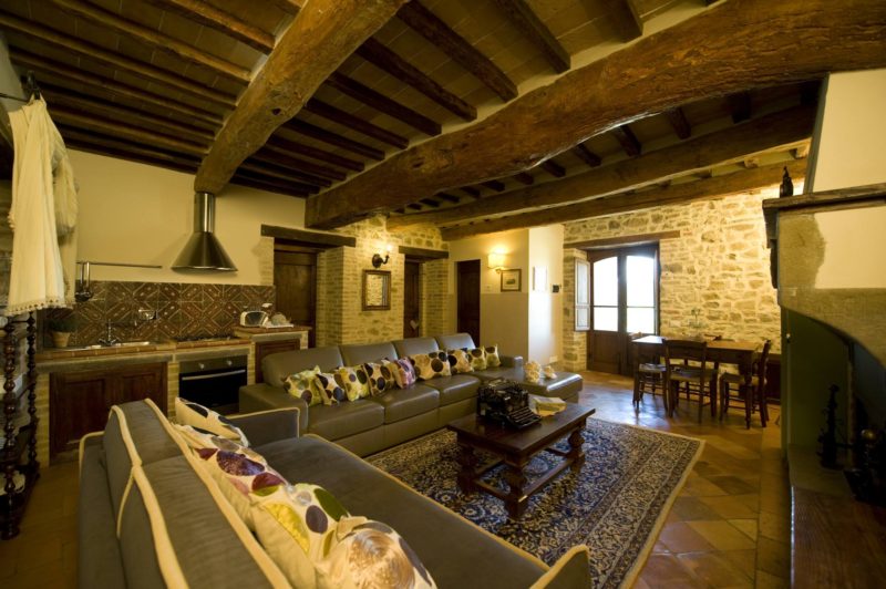 View of the living area in Villa 2. wedding villa tuscany