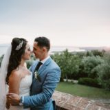 Bride and groom romantic moment at Villa San Crispolto