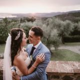 Bride and groom romantic moment at Villa San Crispolto